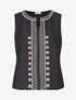Top sans manches à imprimé style broderie - Noir - 1