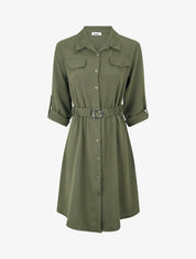Robe chemise courte coupe droite - Kaki - 4