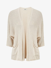 Gilet uni en maille ajourée - Beige - 1