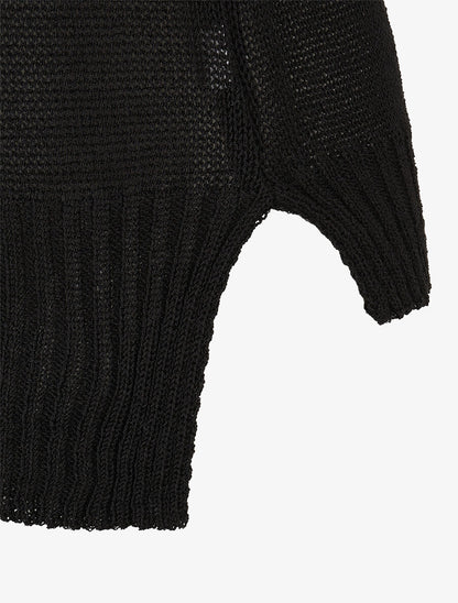 Top en maille à col V - Noir - 3
