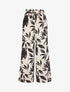 Pantalon imprimé feuillage à taille élastiquée - Noir - 1