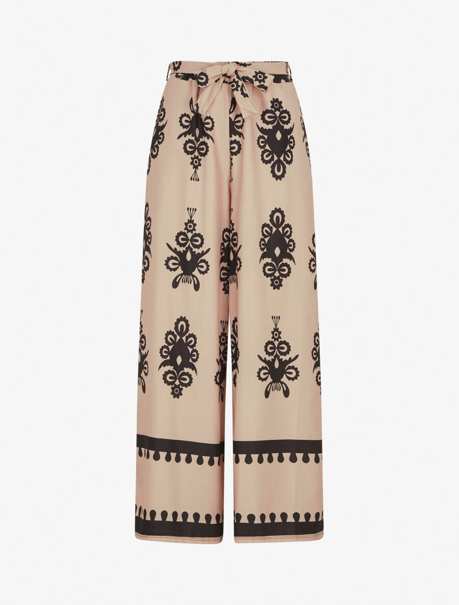 Pantalon ample à imprimé ikat - Beige - 4