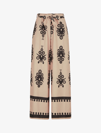 Pantalon ample à imprimé ikat - Beige - 4