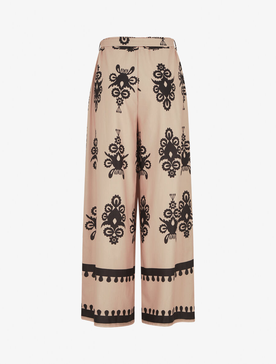 Pantalon ample à imprimé ikat - Beige - 2