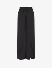 Pantalon tulipe uni à taille élastiquée - Noir - 4