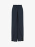 Pantalon tulipe uni à taille élastiquée - Marine - 1