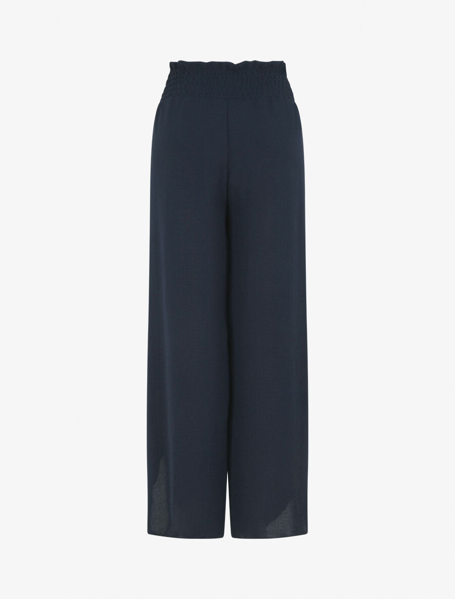 Pantalon tulipe uni à taille élastiquée - Marine - 2