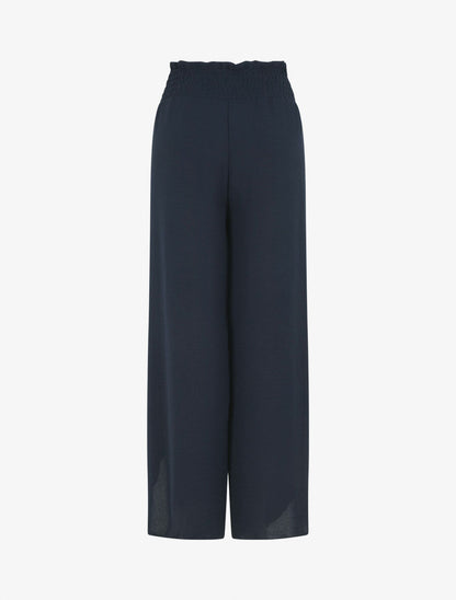 Pantalon tulipe uni à taille élastiquée - Marine - 2