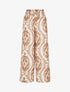 Pantalon à taille haute élastiquée imprimé abstrait - Beige - 1