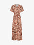 Robe longue manches courtes imprimé graphique - Marron - 4