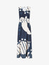 Robe longue élastiquée imprimé fantaisie - Marine - 1