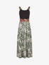 Robe longue à bretelles brodées imprimé tropical - Kaki - 1