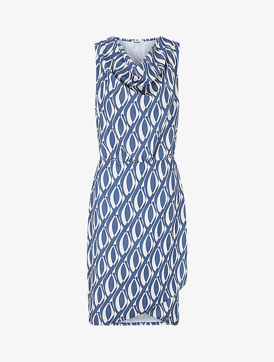 Robe droite à imprimé seventies - Bleu - 1