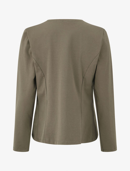 Veste en coton à col droit - Kaki - 2