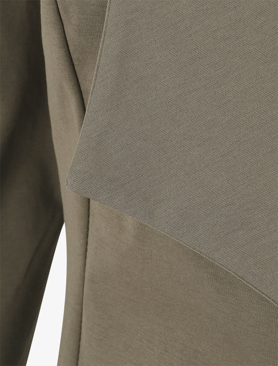 Veste en coton à col droit - Kaki - 3