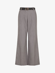 Pantalon droit taille haute ceinturée - Gris - 4