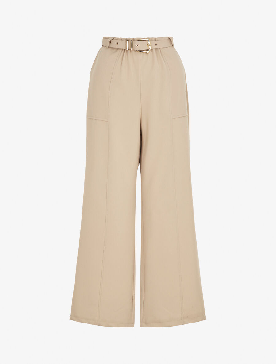 Pantalon ample à taille élastiquée - Beige - 4