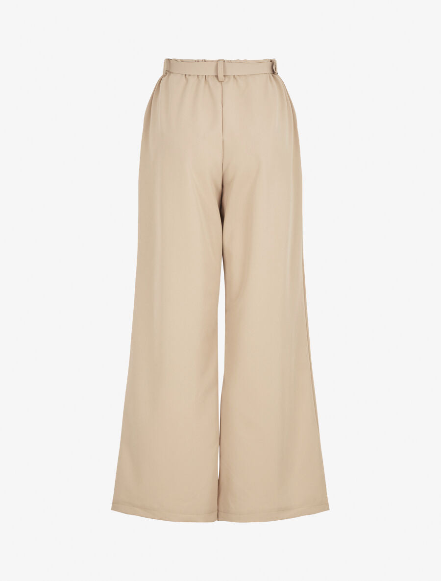 Pantalon ample à taille élastiquée - Beige - 2