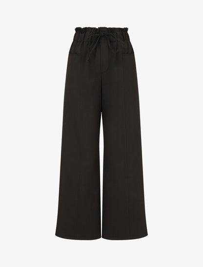 Pantalon droit taille haute élastiquée - Noir - 1