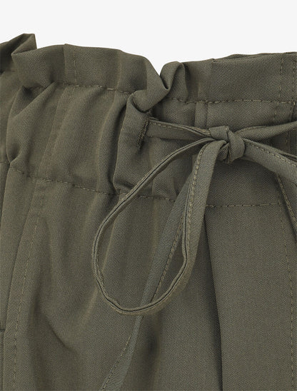 Pantalon droit taille haute élastiquée - Kaki - 3