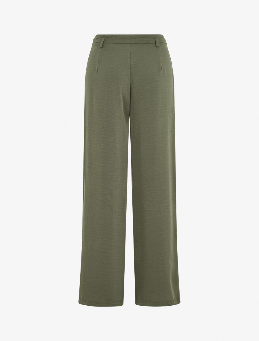 Pantalon ample taille haute uni - Kaki - 2