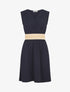 Robe unie à bande élastiquée irisée - Marine - 4