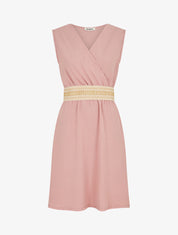 Robe unie à bande élastiquée irisée - Vieux rose - 4