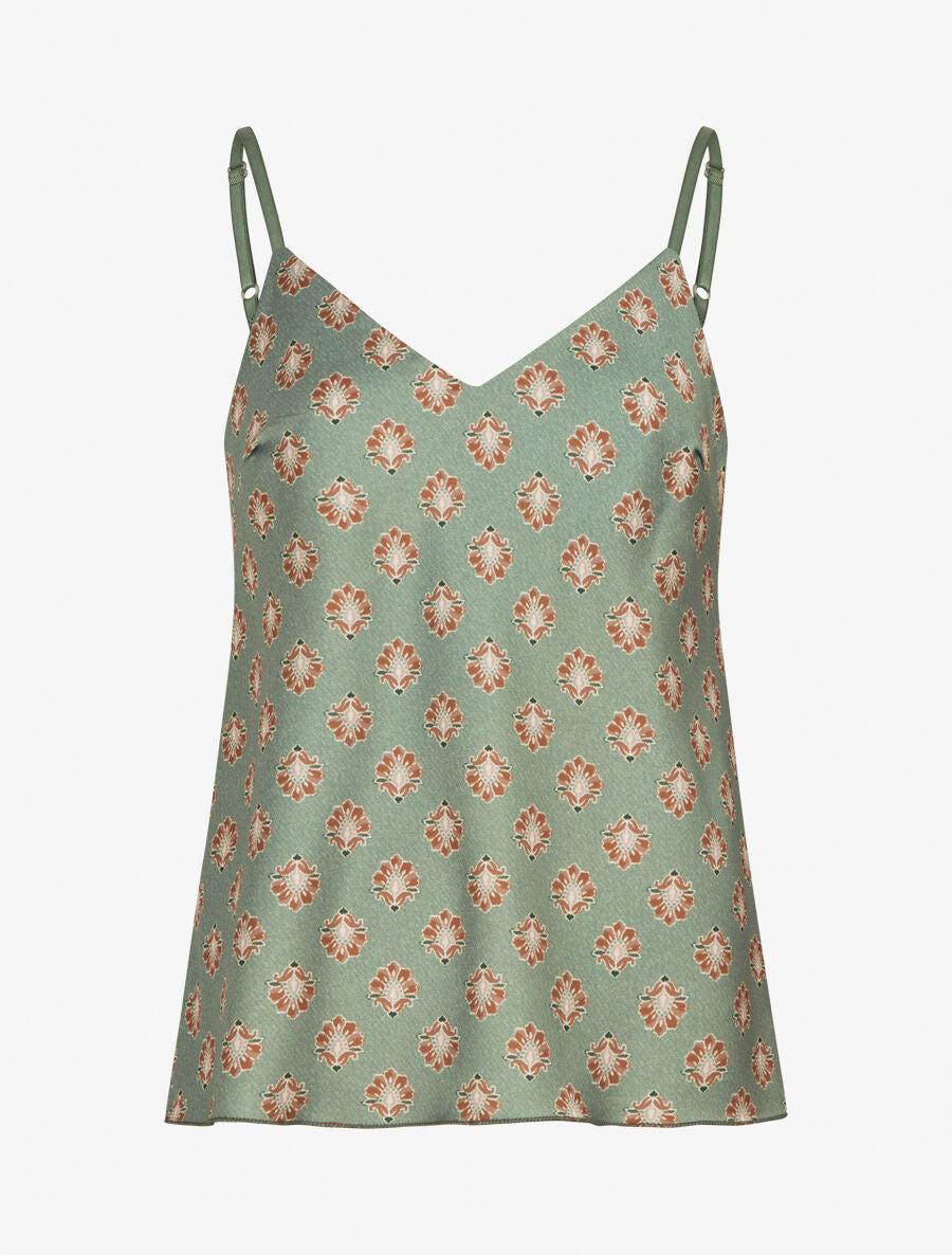 Caraco satiné imprimé jacquard - Kaki - 4