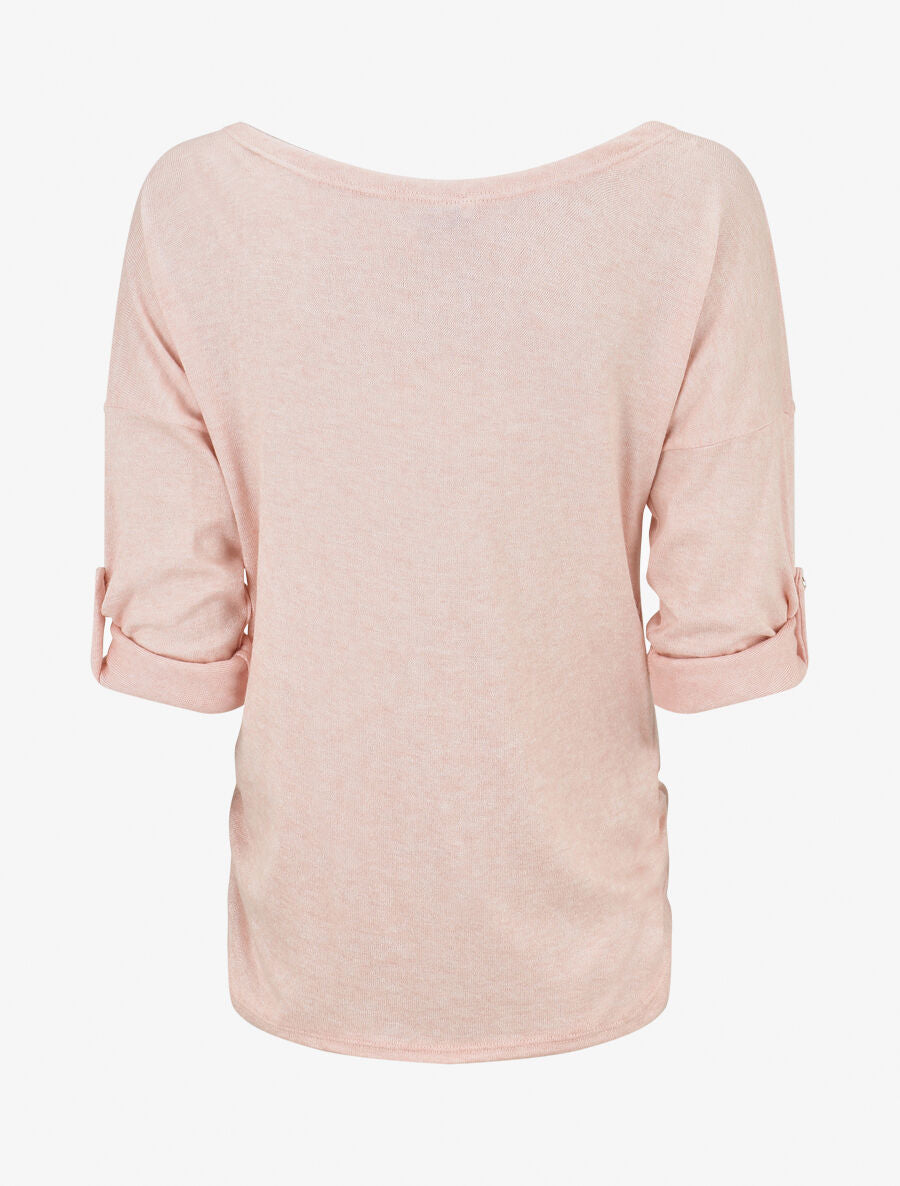 Pull à coeur irisé et sequins - Rose - 2