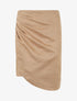 Jupe taille haute en suédine style portefeuille - Beige - 1