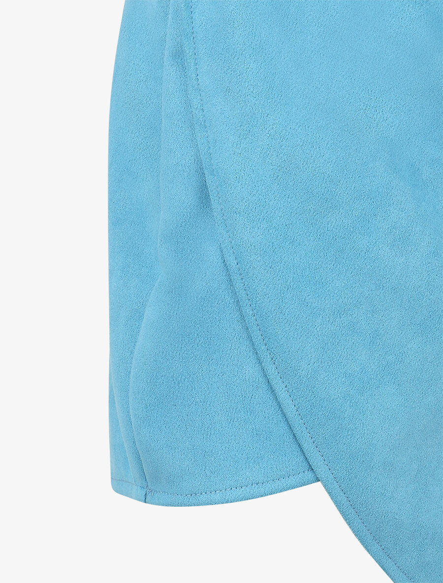 Jupe taille haute en suédine style portefeuille - Bleu ciel - 3