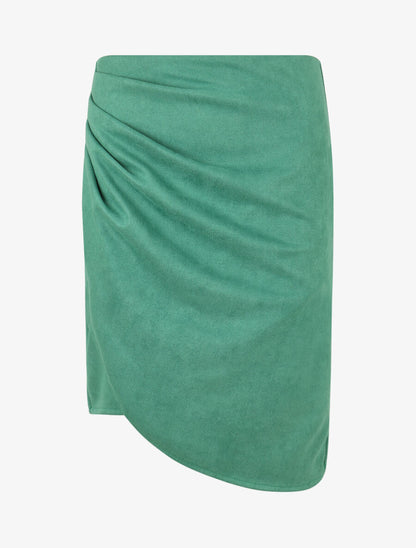Jupe taille haute en suédine style portefeuille - Vert - 4