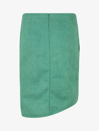 Jupe taille haute en suédine style portefeuille - Vert - 2