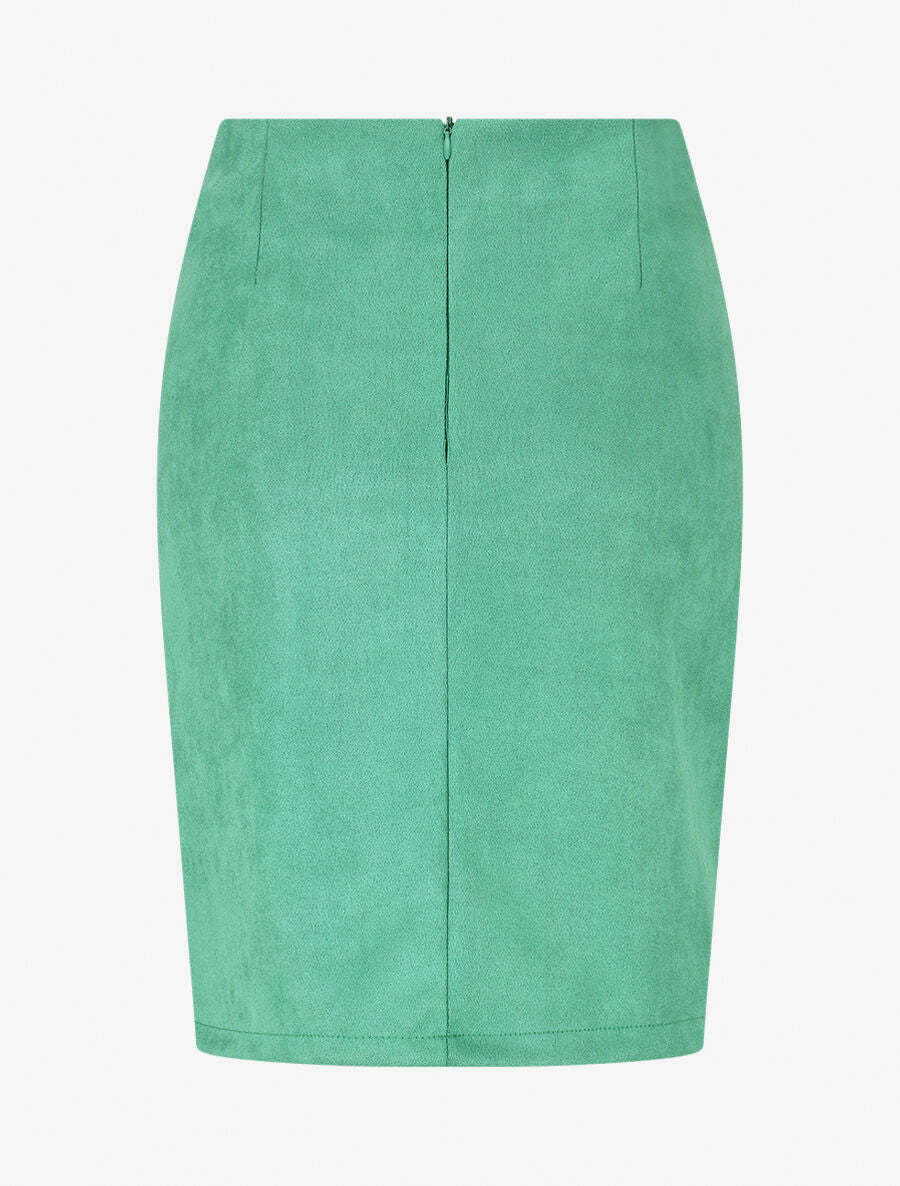 Jupe courte zippée en suédine - Vert - 2