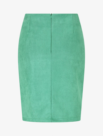 Jupe courte zippée en suédine - Vert - 2