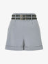 Short droit taille haute à double ceintures - Gris - 4