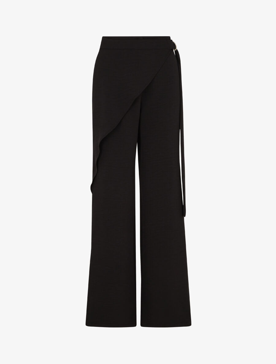 Pantalon fluide à pan drapé - Noir - 4