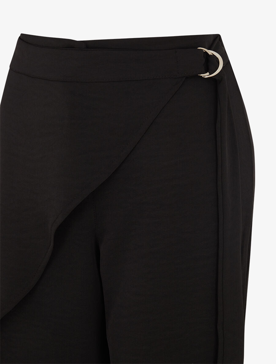 Pantalon fluide à pan drapé - Noir - 3