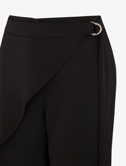 Pantalon fluide à pan drapé - Noir - 3