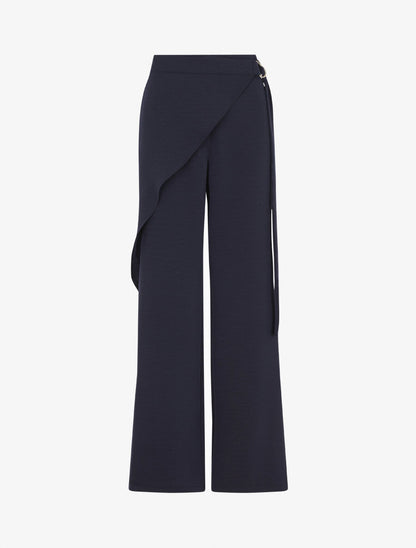 Pantalon fluide à pan drapé - Marine - 4
