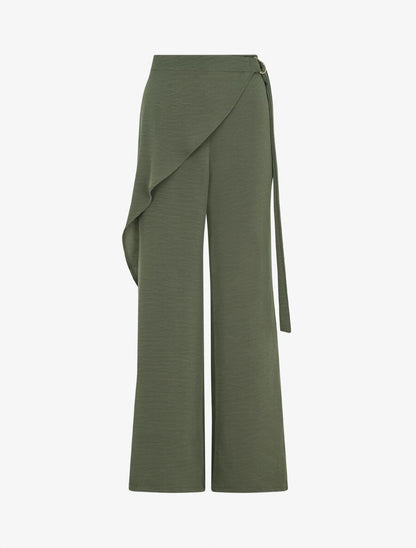 Pantalon fluide à pan drapé - Kaki - 4