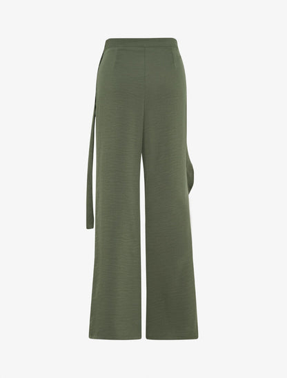 Pantalon fluide à pan drapé - Kaki - 2