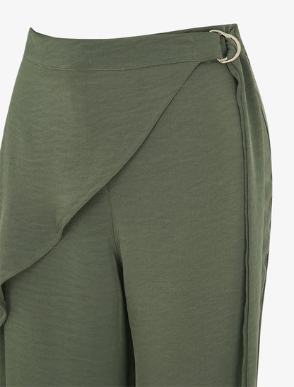 Pantalon fluide à pan drapé - Kaki - 3
