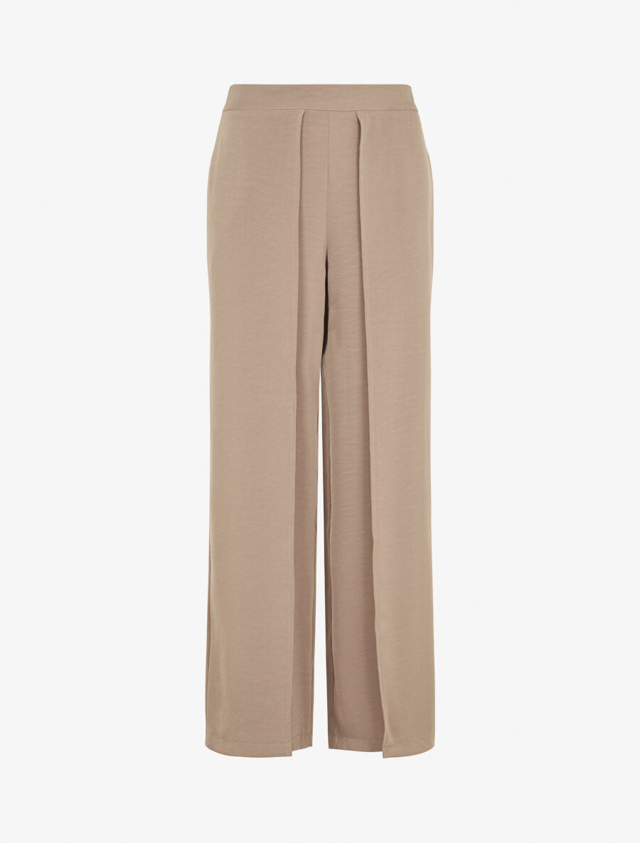 Pantalon fluide à double pans - Taupe - 1