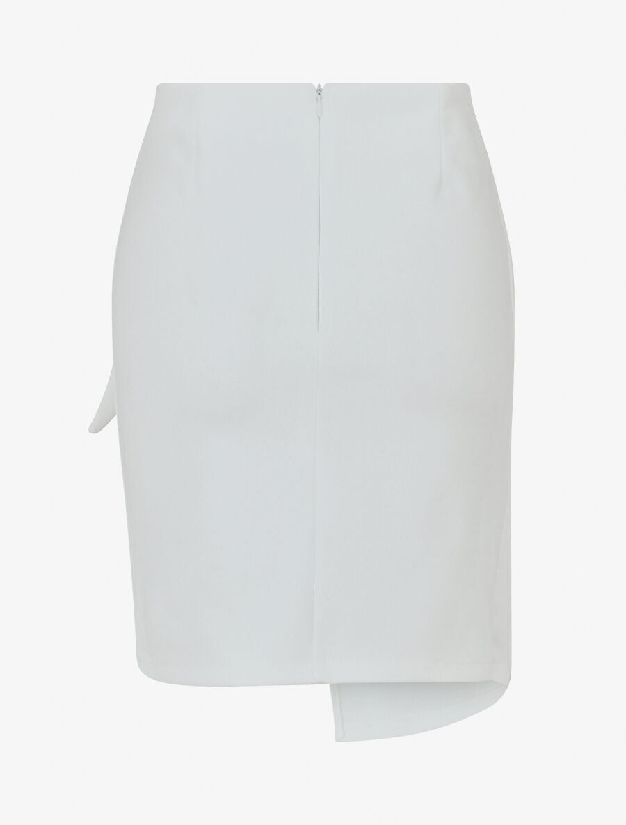 Jupe courte en suédine syle portefeuille - Blanc - 2
