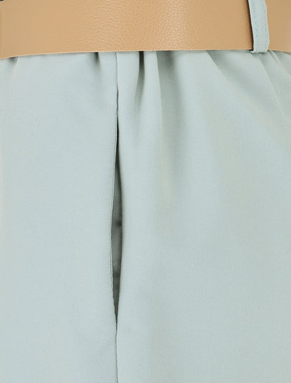 Short taille haute uni coupe droite - Vert pâle - 3