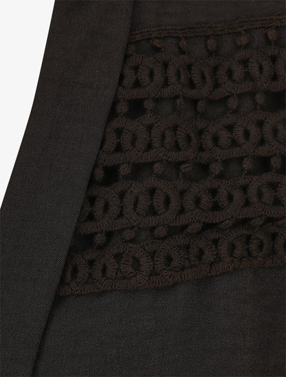 Blouse à détail crochet - Noir - 3