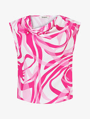 Top graphique sans manches à col bénitier - Fuchsia - 1
