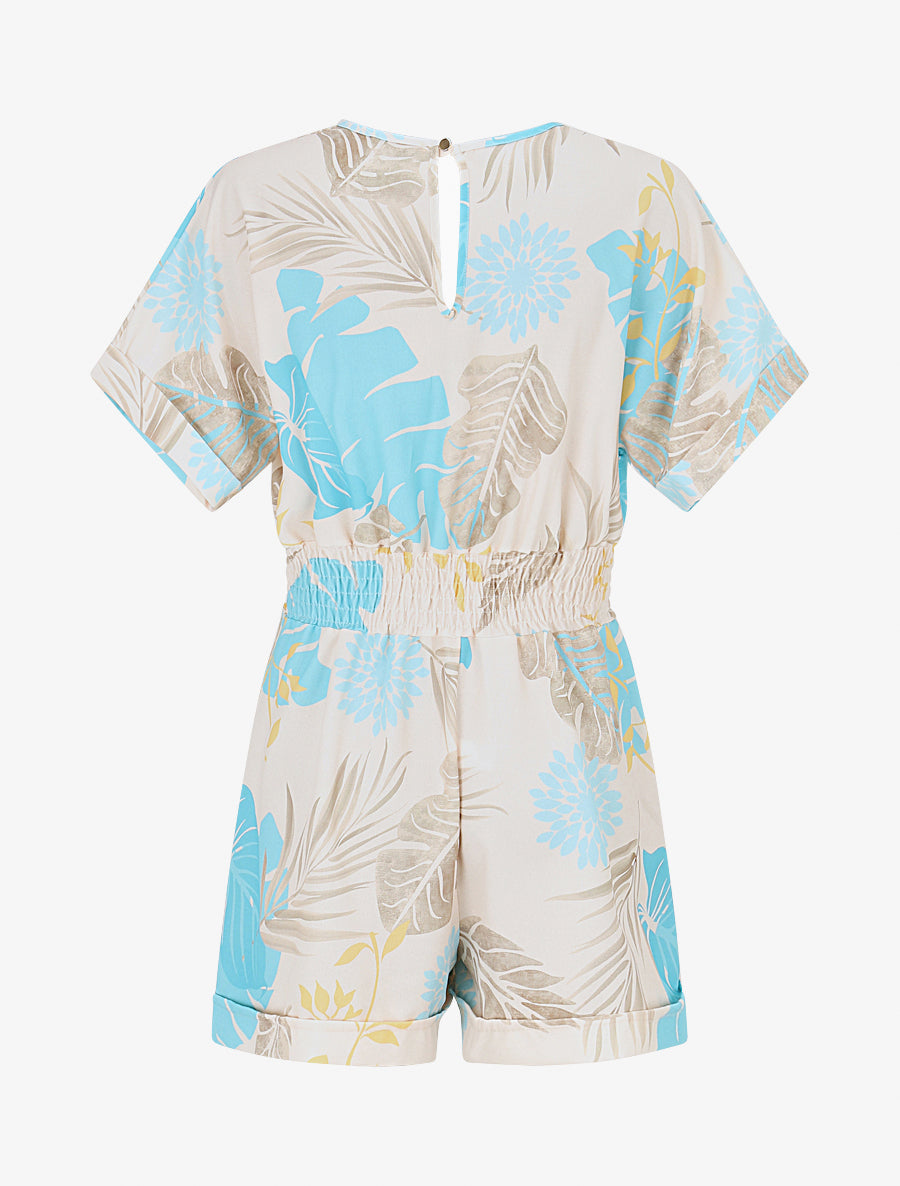 Combishort à imprimé tropical - Turquoise - 2