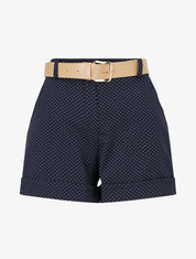 Short droit taille haute imprimé graphique - Marine - 1